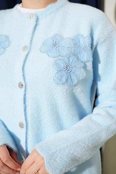 Burcia Bearded Cardigan with Floral Motif