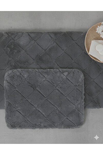 English Home RABBİT PELUŞ BAHT MAHT BANYO PASPAS SETİ- ANTRASİT -60x90-45x60
