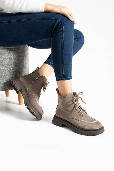 Aselin Ayakkabıları Kadın Bot & Bootie Süet Vizon