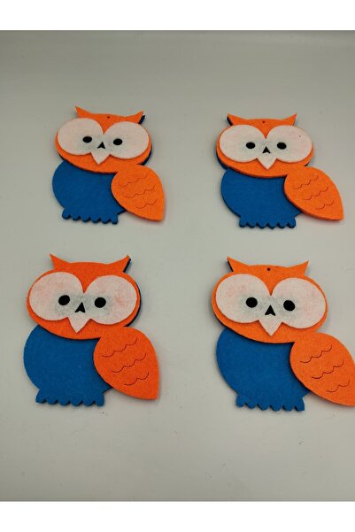 DUCK HOBY 4 قطع من زخارف اللباد على شكل بومة، زخرفة لباد 8 سم، شعار من اللباد...