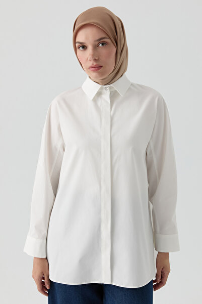 Tuğba T Kollu Poplin Gömlek - Ekru