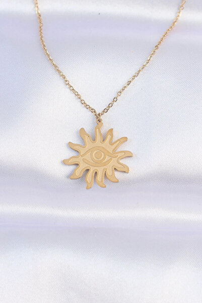 esplendor 316L Steel Chain Gold Color Eye Sun Design Necklace
