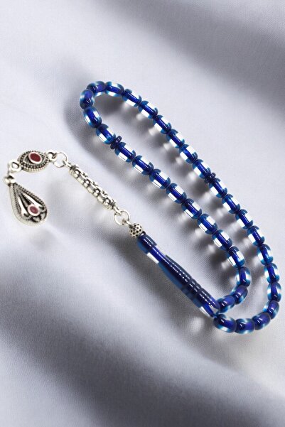 Atolyezone Bilek Boy Lacivert Sürmeli Toz Kehribar Tesbih