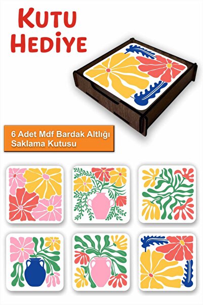 UNT Fun Colorful Set of 6 Mdf Coasters |   Colorful Pop Art Design |   Wooden...