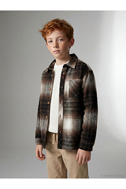 LC Waikiki Lcw Kids Brown Plaid Boys' Lumberjack Shirt