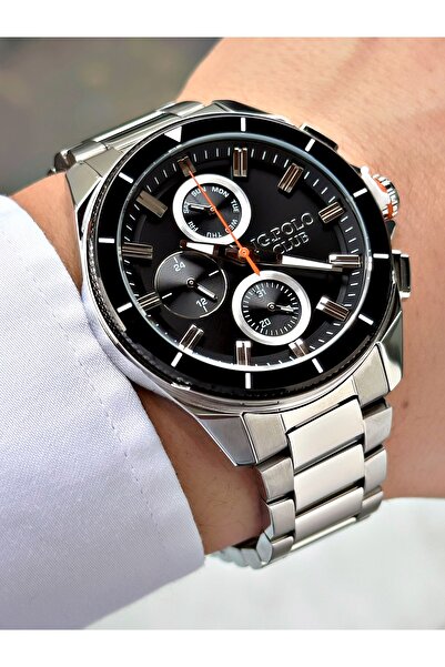 JG. Polo Club Functional Silver Color 5 Atm Water Resistance Steel Case Men W...