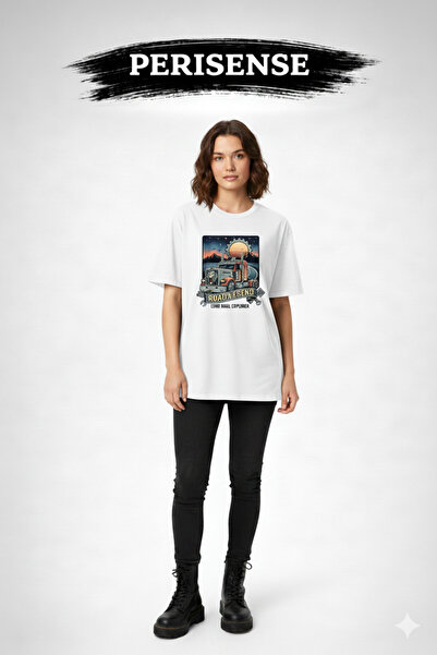 PERISENSE Unisex Trucker Life Printed Premium Combed Cotton Oversized T-Shirt