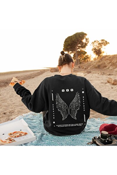 ALİ.COM Hanorac unisex 888 Manifest Balance, imprimat, cu gât rotund, supradi...