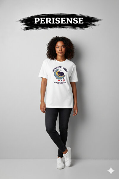 PERISENSE Unisex Introvert Life Printed Premium Combed Cotton Oversized T-Shirt