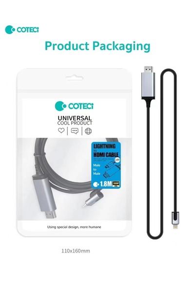 COTECi Lightning to HDMI Kablo iPhone iPad TV Görüntü Aktarıcı 10W Şarj Giriş...