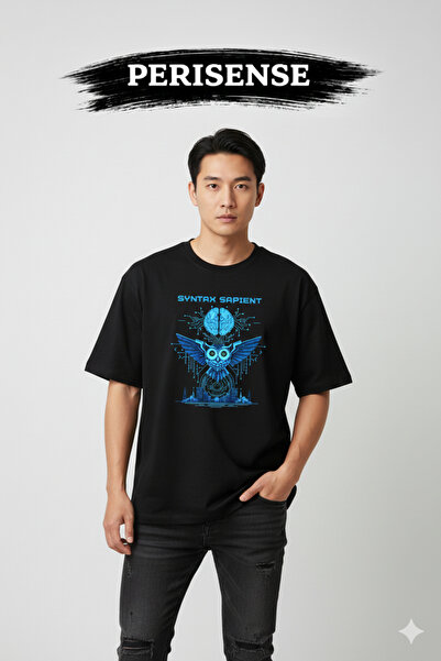 PERISENSE Tricou oversize unisex din bumbac pieptănat premium, cu imprimeu pe...