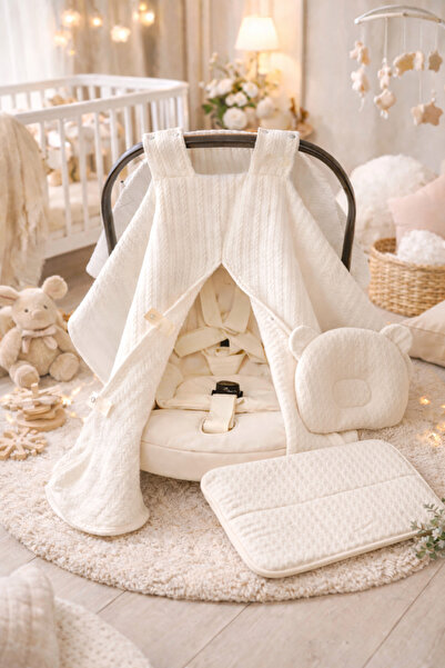 Babycitytr Puset Minderi, Örtüsü, Çarşaf, Battaniye ve Yastık 5’li Set %100 P...