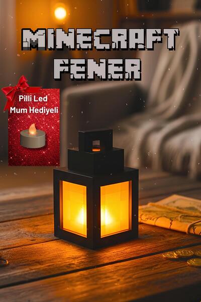 Cosmic Star Minecraft Fener Modern Tasarımlı Led Masa Lambası-Pilli Led Mum H...
