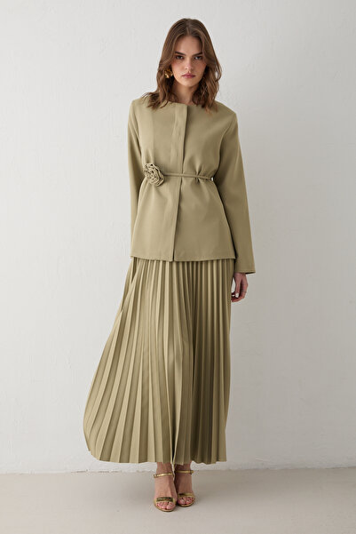 Melike Tatar Pleated Skirt and Jacket Set 32-2653