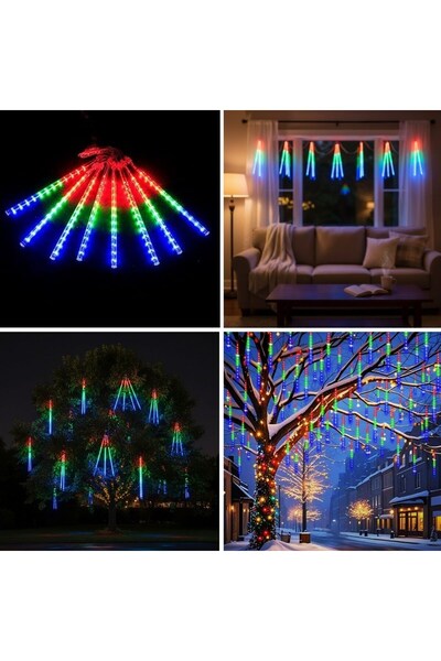 EASERA TİCARET 10 &amp; 45 cm Long Plastic Meteor 2m Cable Led USB Rgb Tree L...