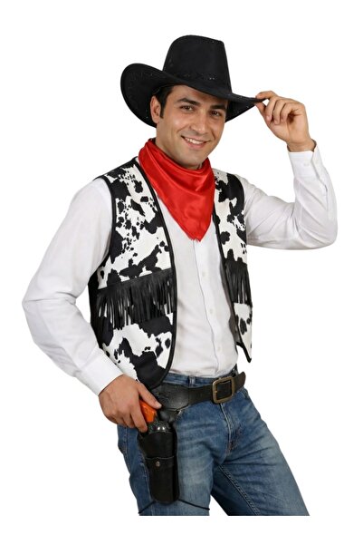 Kostüm Sarayı Vestă și eșarfă de cowboy pentru adulți