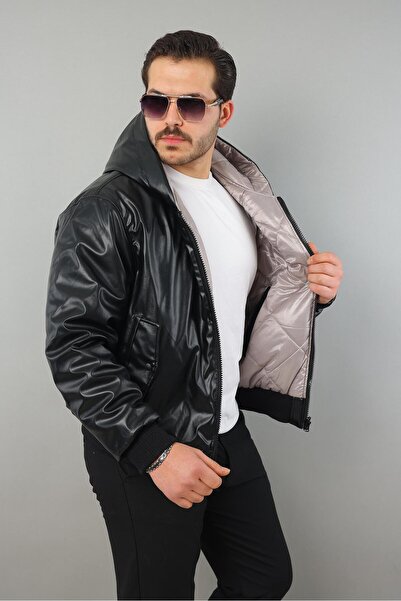 MODAEMAS Men's Winter Reversible Faux Leather Coat