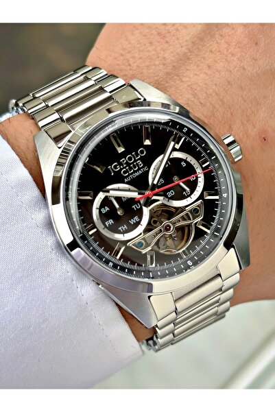JG. Polo Club Automatic Silver-Black Color 5 Atm Water Resistance Steel Case ...