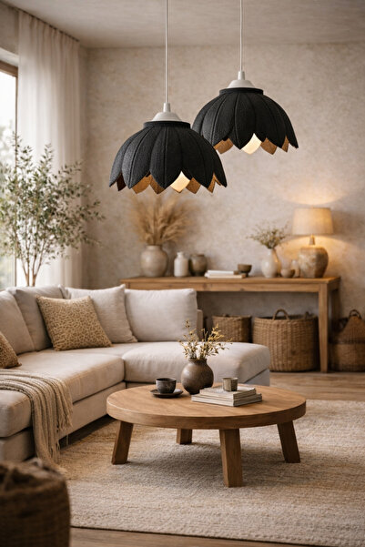 Sellor Çiftli Yaprak Form Avize İkili Sarkıt Avize Modern İskandinav Rustik D...