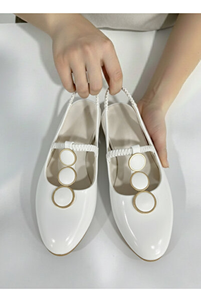 ALB TERLİK AYAKKABI SAN. TİC. LTD. ŞTİ. Women's Cream Buckle Ballerinas - Sty...