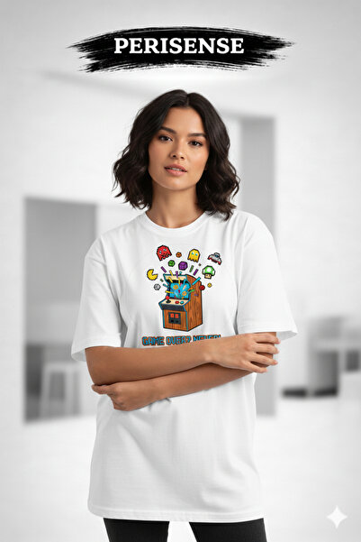 YRN COLLECTION تي شيرت للجنسين ريترو جيمنج مطبوع من القطن الممشط الفاخر قصة ف...