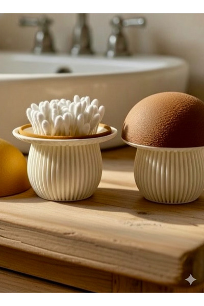 rafsen Figürlü Dekoratif Kulak Çubuğu Kutusu ve Pamukluk - Banyo Organizeri