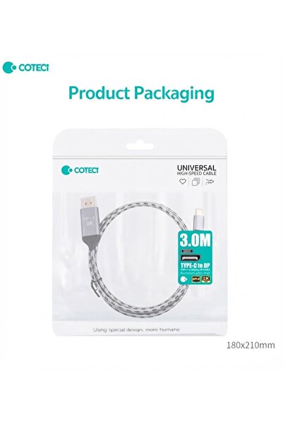 COTECi Type-C to DisplayPort Kablo 8K 60Hz 4K 144Hz DP 1.4 Thunderbolt Uyumlu...