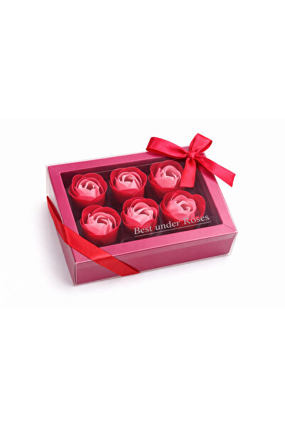 OEM Gift box with 6 foam roses 14.5x10x5.5 cm pink, spring gift