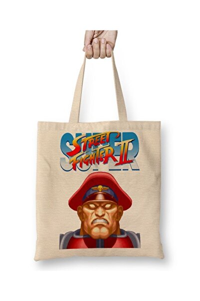 Toyaso Street Fighter 08 White Tote Bag Long Handle Shopping Bag Beach Bag