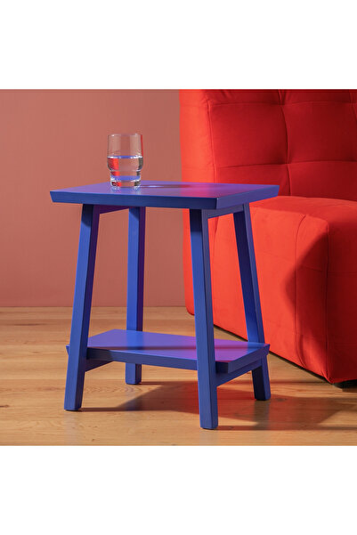 Poyraz Furniture Accessory Yan Sehpa, Mavi, Deniz, Ahşap, Ağaç, Şık Modern