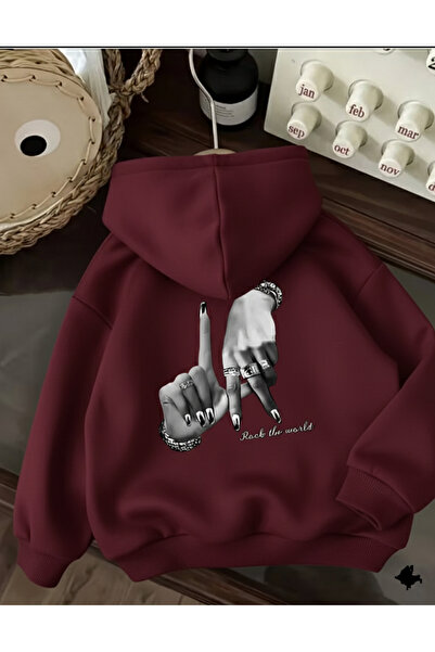 Mayer Butik Unisex Men/Women Rock the World Printed Cotton Oversized Hooded S...