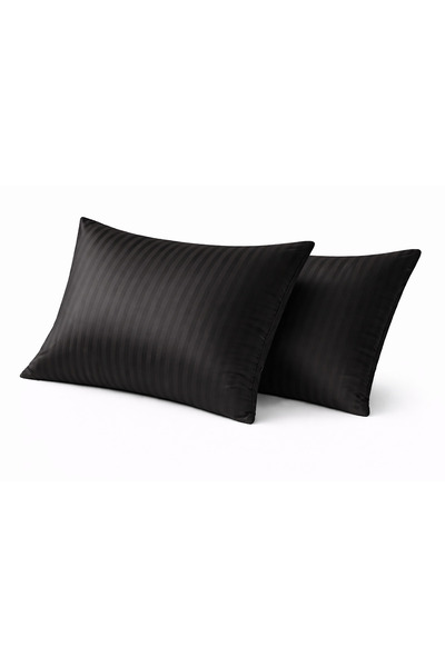 PERLE MAİSON Perlemaison Striped Satin Pillowcase 2-Pack 100% Cotton Black