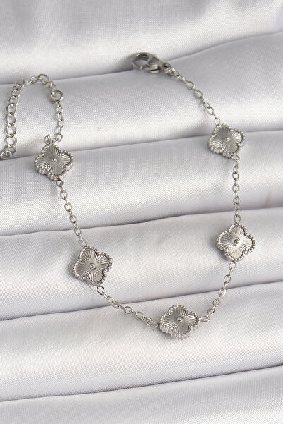 lowell home 316L Steel Silver Color Engraved Baby Boy Clover Model Women's Br...