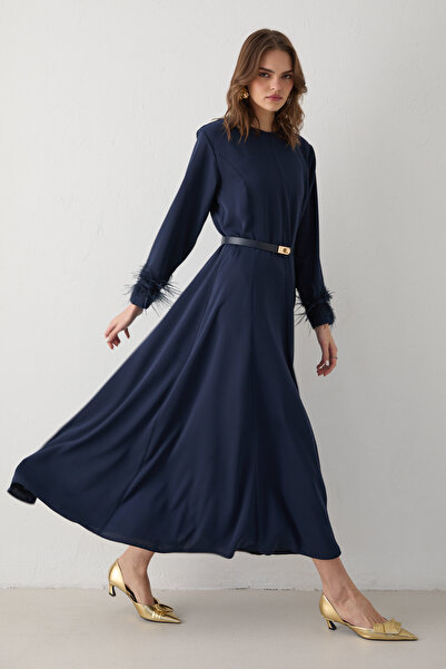 Melike Tatar Feather Belted Dress 32-2616