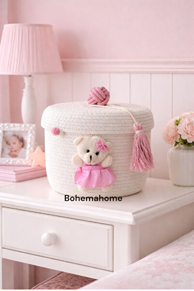 Bohemahome Διακοσμητικό καλάθι οργάνωσης παιδικού καλαθιού εκρού