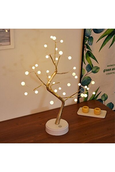 Go İthalat Masaüstü Boncuklu Şarjlı Ağaç Lamba – 3 Kademeli Dokunmatik Işık, ...