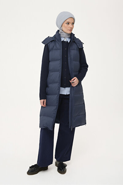 Tuğba Kaz Tüyü Yelek - Lacivert