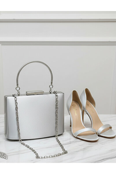 Çanta Trend Women's Satin Silver Evening Dress Clutch Portfolio Bag