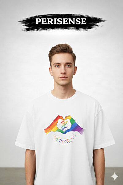 PERISENSE Tricou oversize unisex din bumbac pieptănat premium, cu imprimeu LG...