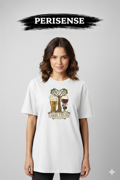 PERISENSE Tricou oversize unisex din bumbac pieptănat premium, imprimat pentr...