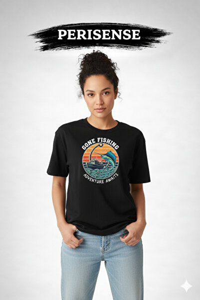 PERISENSE Unisex Fishing Printed Premium Combed Cotton Oversized T-Shirt