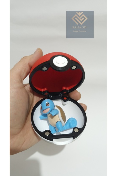 saha3d sıradışı tasarımlar pokemon mıknatıslı poke topu (squirtle hediyeli)