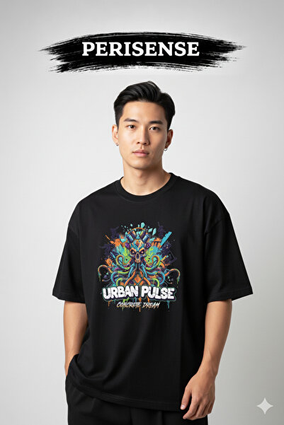 YRN COLLECTION تي شيرت للجنسين جرافيتي مطبوع من القطن الممشط الفاخر قصة فضفاضة