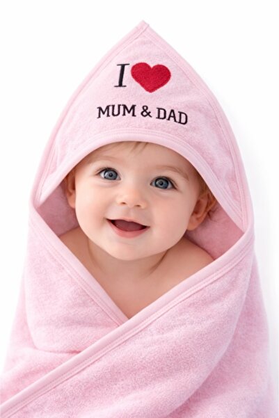 Pure Boutique Pink baby towel with hood, absorbent and soft material, ideal f...