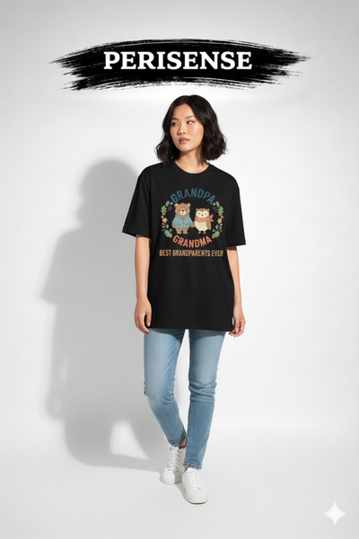 PERISENSE Unisex Grandpa Printed Premium Combed Cotton Oversized T-Shirt
