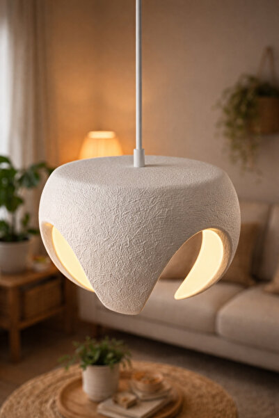 Sellor Beyaz Modern Dekoratif Avize Organik Form Sıcak Işık Bohem & İskandina...