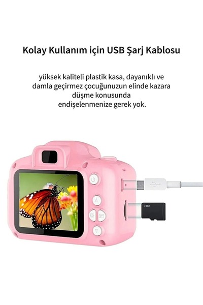 AZEQ Dijital Fotoğraf Makinesi Çocuk Mini 1080p Hd Kamera Selfie