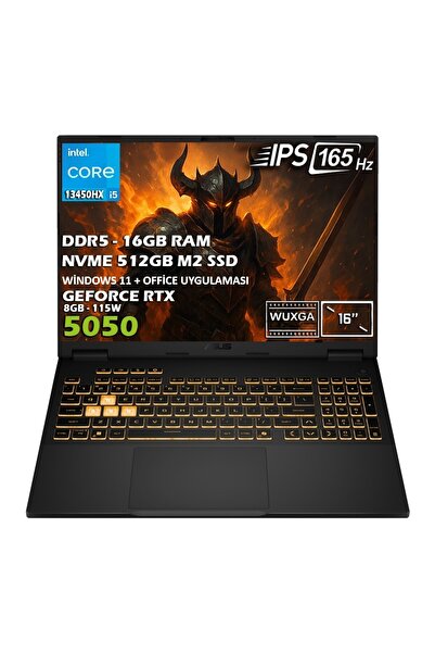 ASUS Tuf Gaming F16 FX608JH Core İ5 13450HX 16GB 512GB M2 8GB RTX5050 115W W1...