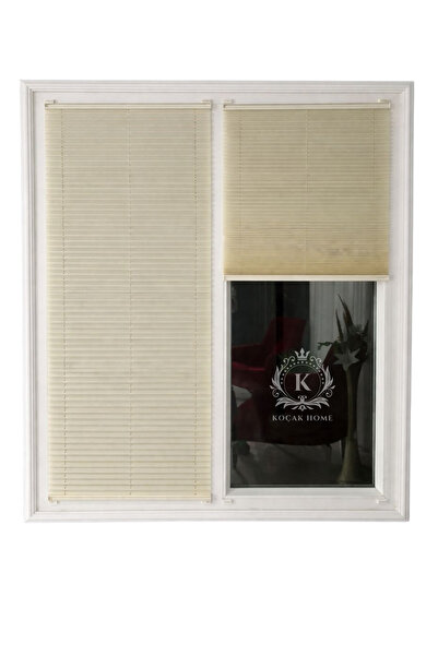 KOÇAK HOME KREM Katlanır Cam Balkon Plise Perde – Ofis & Ev Kullanım – Vidalı...
