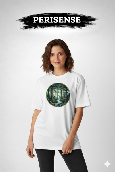 PERISENSE Unisex Forest Printed Premium Combed Cotton Oversized T-Shirt